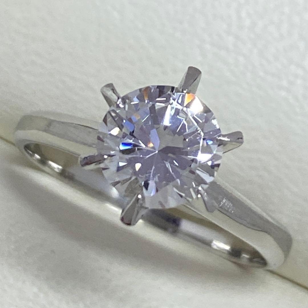 キッミ　Pt850　1.50ct　キュービックジルコニアリング
