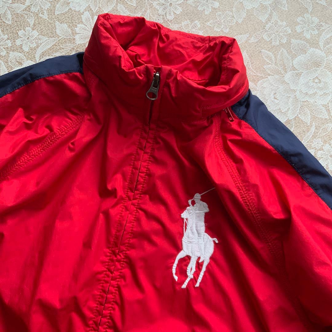 ポロバイラルフローレン フード内蔵 ブルゾン170赤×ネイビー ビッグ