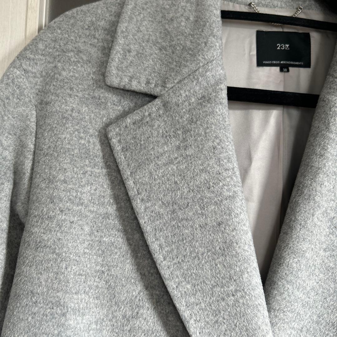 23区 ウールアンゴラビーバーチェスターコートライトグレー 38 - メルカリ