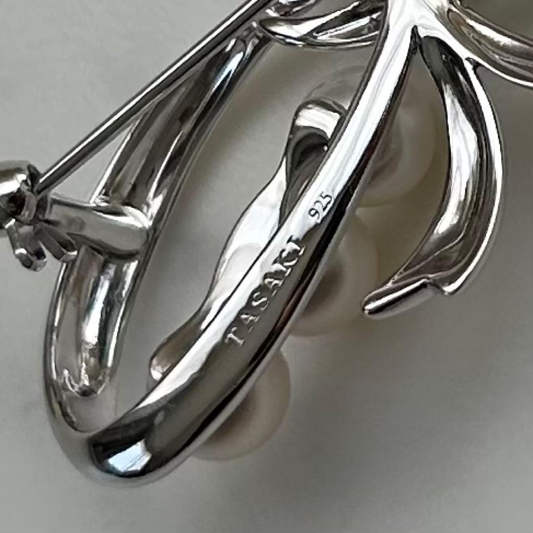 タサキ ブローチ パール 本真珠 3粒 6.2mm TASAKI刻印 シルバー