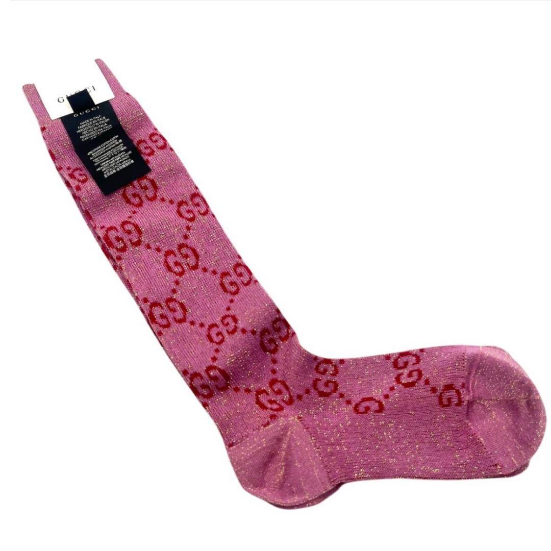 未使用品】 GUCCI グッチ ソックス ラメ ファブリック GG柄 廃盤 S