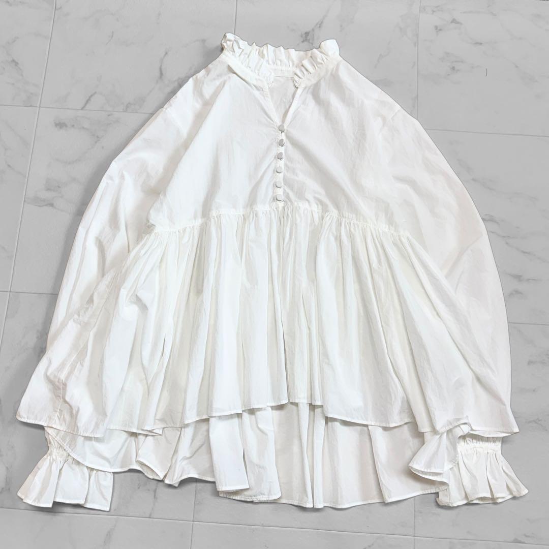 イエナ タフタ ギャザー ブラウス ホワイトシワになりにくい 洗える フリル IENA ライトタフタ ショートギャザーブラウス｜Yahoo!フリマ（旧PayPay