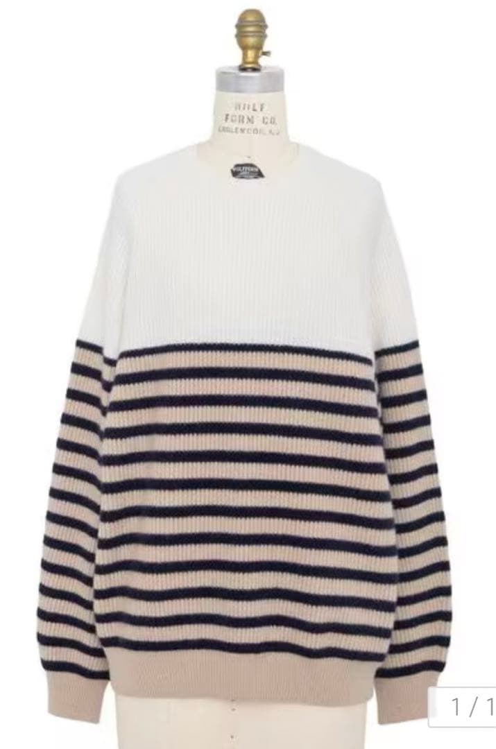 Drawer カシミヤニット ドゥロワー 9Gウールカシミアあぜ編みボーダー