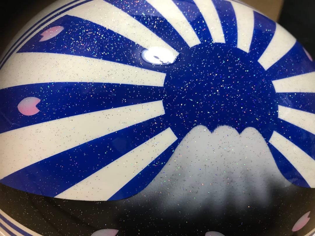 七色ラメ 富士日章 コルク半 ヘルメット 旧車會 暴走族 パトランプ