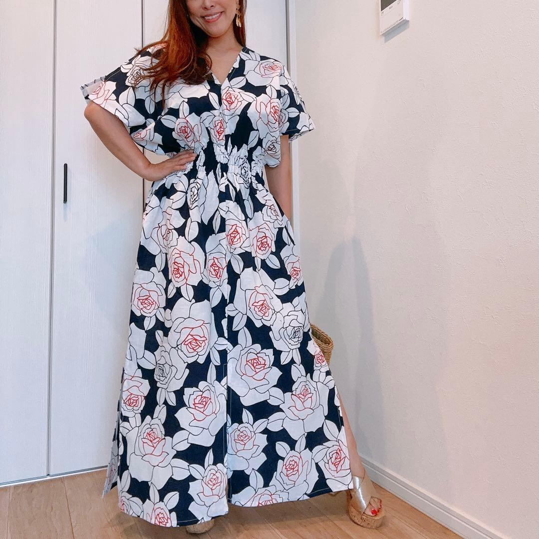 一点物浴衣コーマ地ワンピハンドメイドロング着物薄紫雪輪パステル