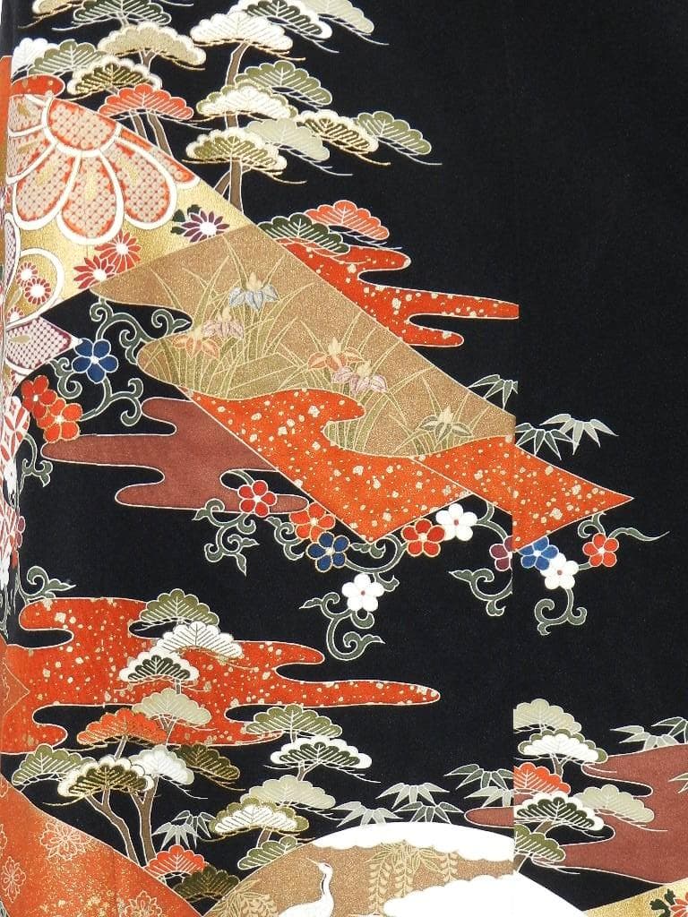 留袖 ワンピース ドレス フレアー袖 手書き友禅染 正絹 495 夢ちりめん