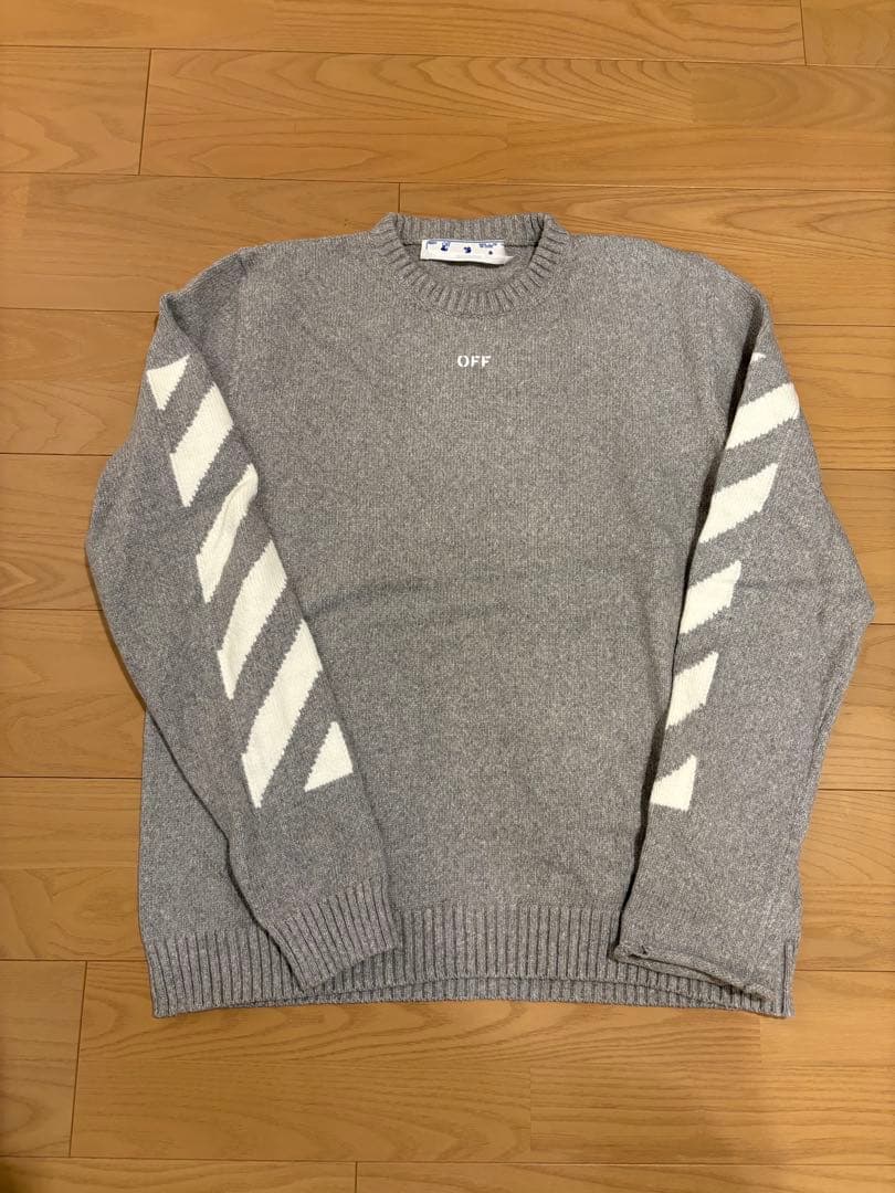 OFF-WHITE グレー ニットセーター KNIT オフホワイト グレー（灰色）系 Off-White(オフホワイト) ニット・セーター(メンズ