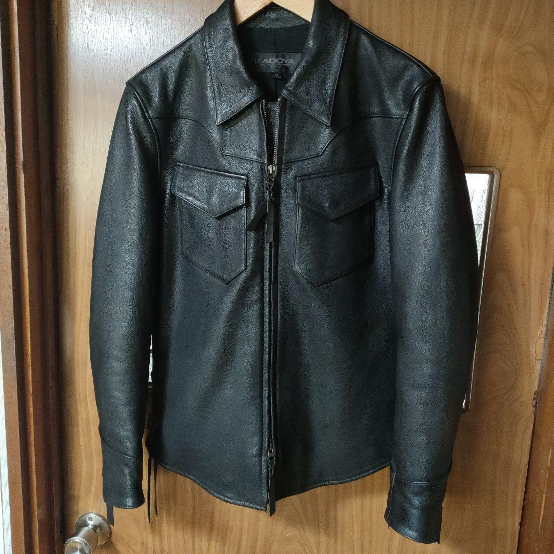 レア カドヤ 本革レースアップレザージャケット シャツタイプ シボ革