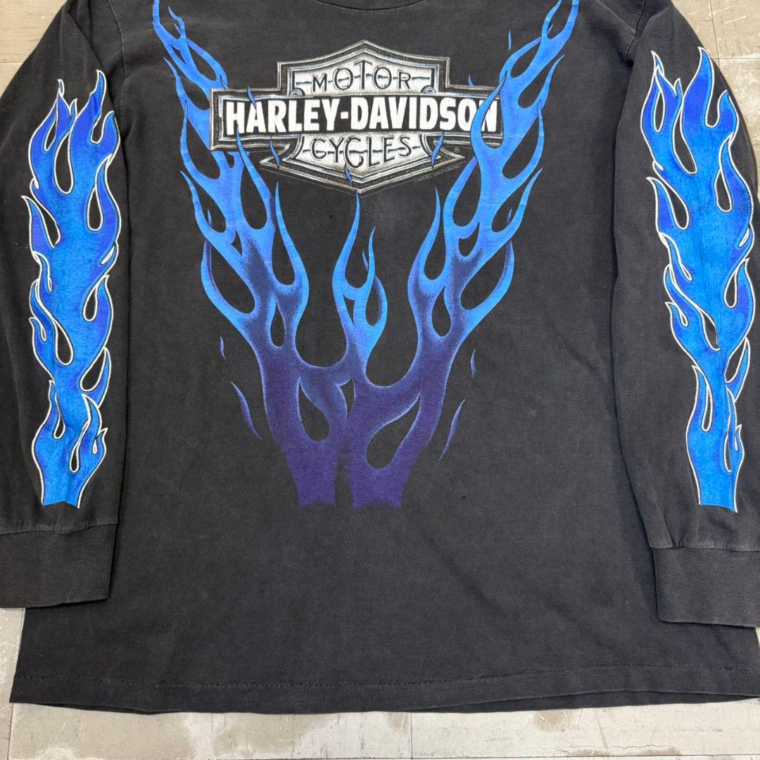 希少 希少 90s USA製 ハーレーブルーファイアーフレイムパターン 90s
