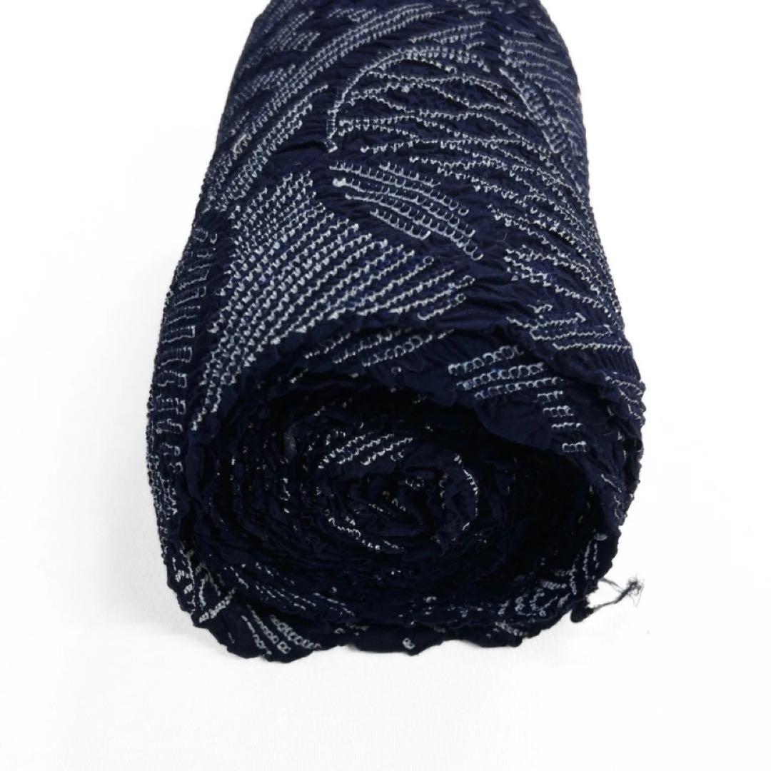 未使用有松鳴海絞り浴衣反物紗綾形伝統和模様藍染着物043a d