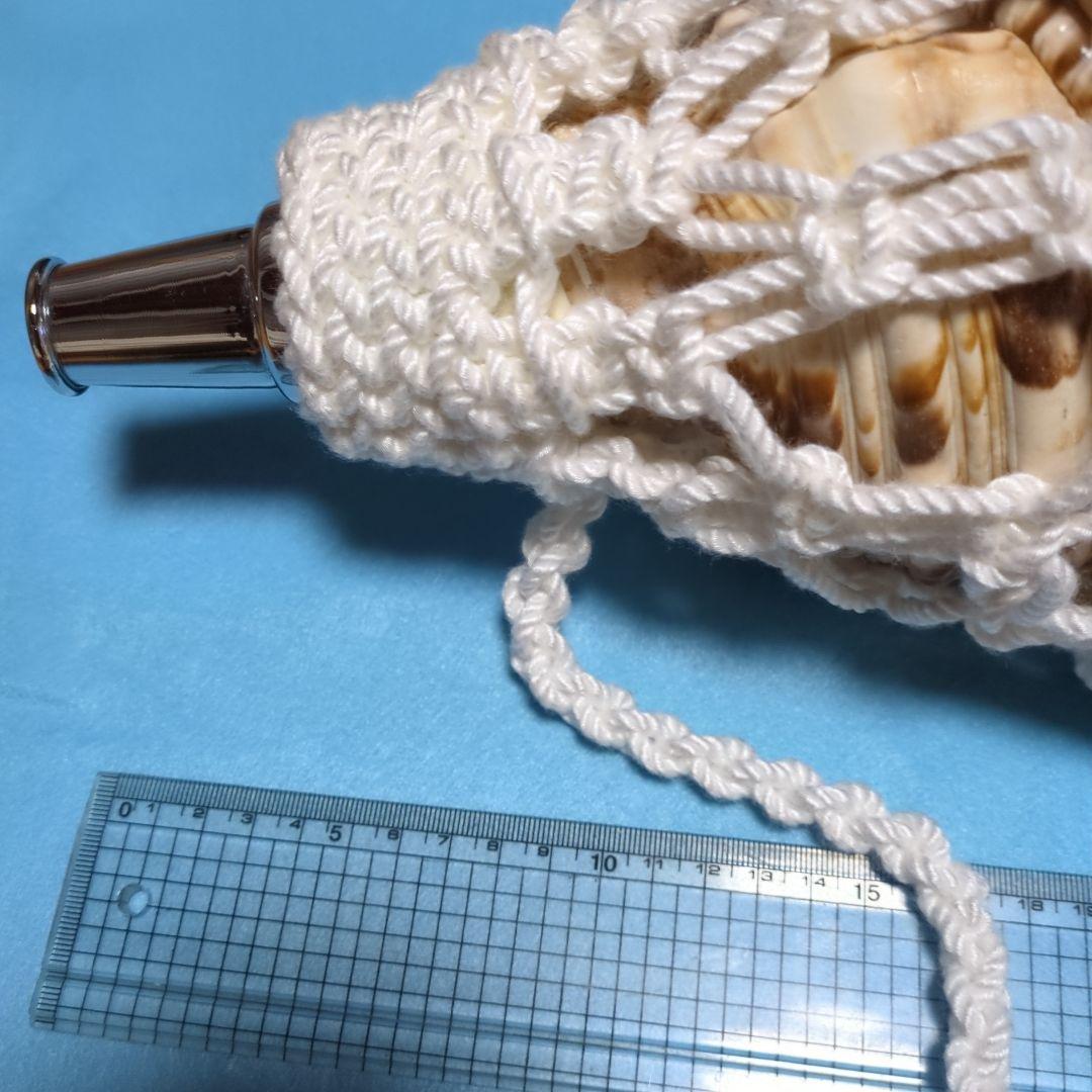 法螺貝網袋（大） 法螺貝 袋 大 からし色 七宝編み 網袋 - 穂の