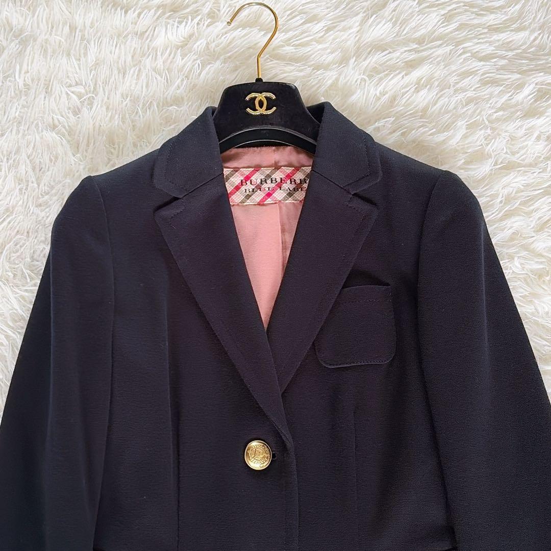 バーバリーブルーレーベル】金ボタン テーラードジャケット 襟裏ピンク