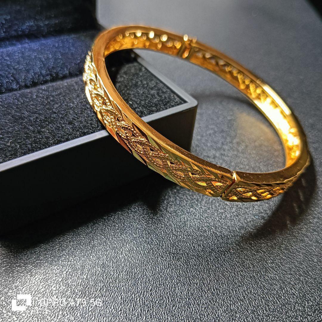 中東ドバイ18金gpゴールドバングル細め - メルカリ