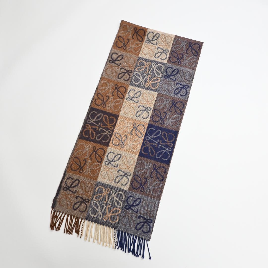 □ 47978☆LOEWE ロエベ マフラー アナグラム柄 カシミヤ90% - メルカリ