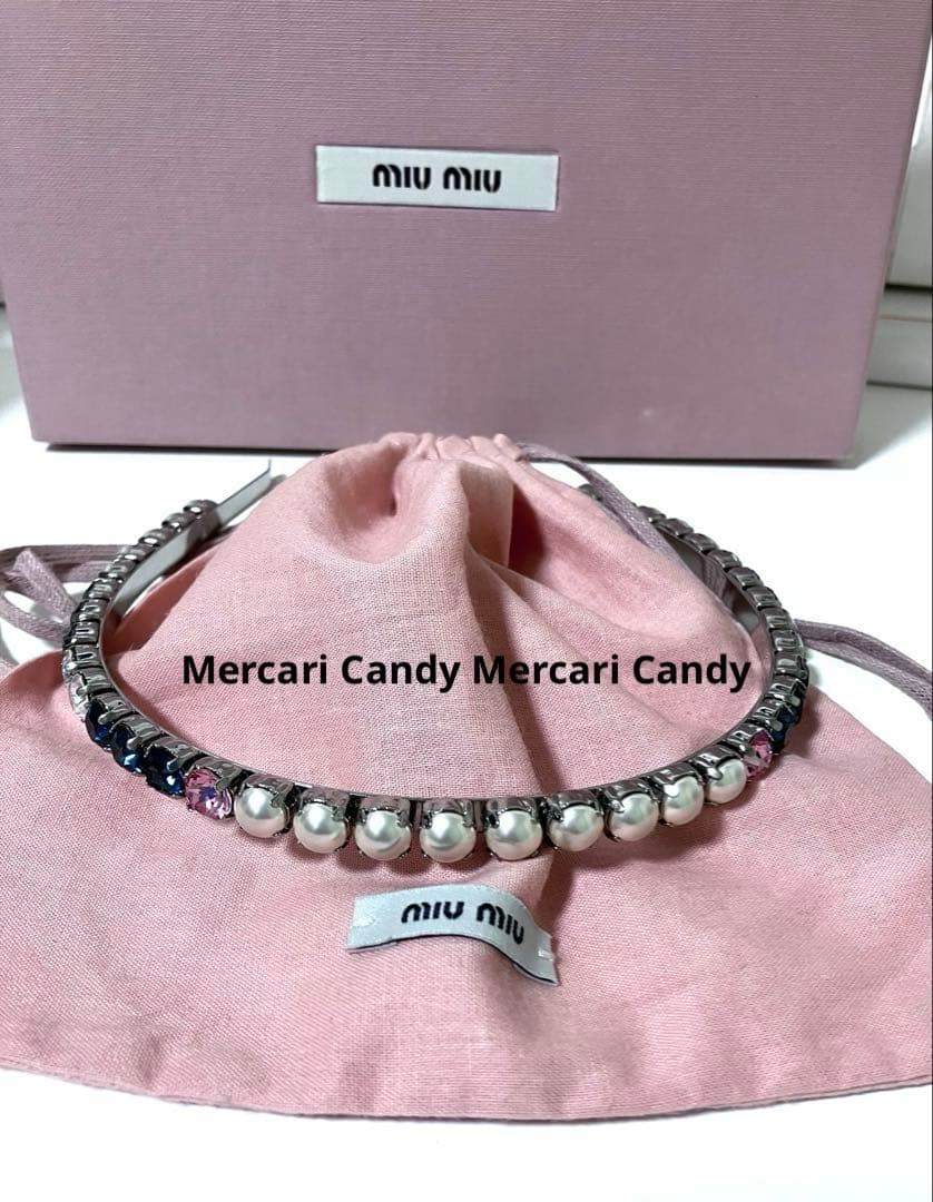miumiu クリスタルとパールのカチューシャ - メルカリ