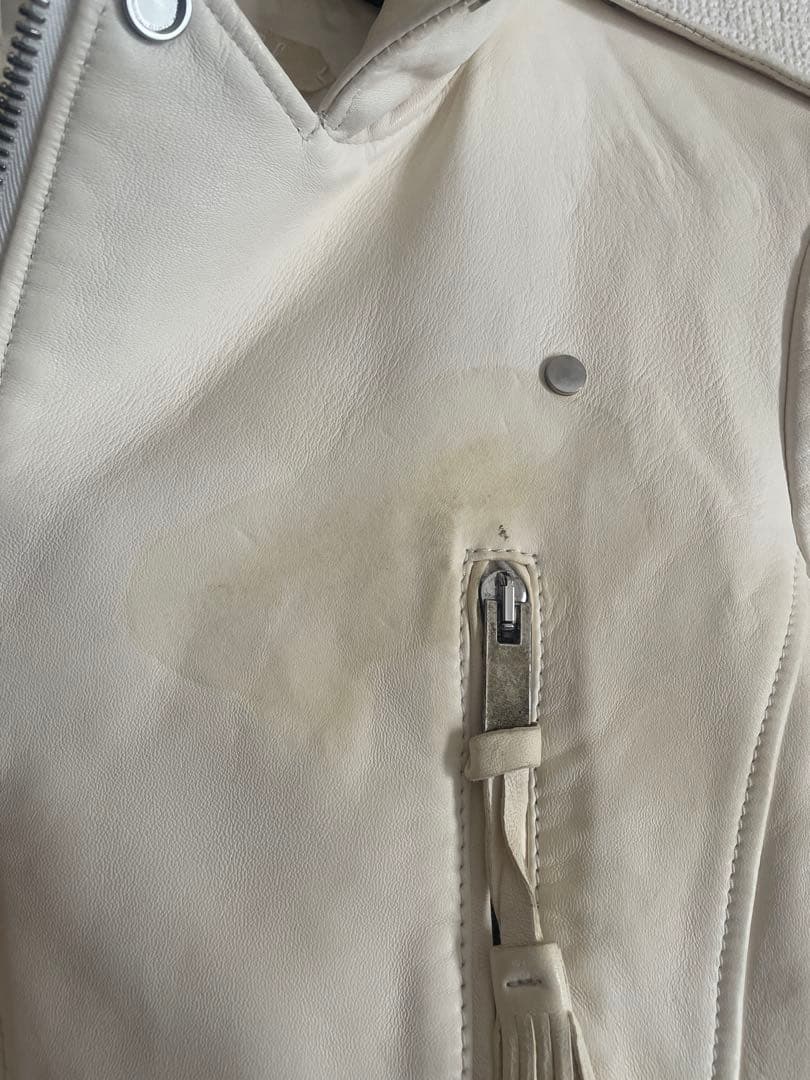 OFF WHITE BLUE COLLAR バックプリント レザージャケットS