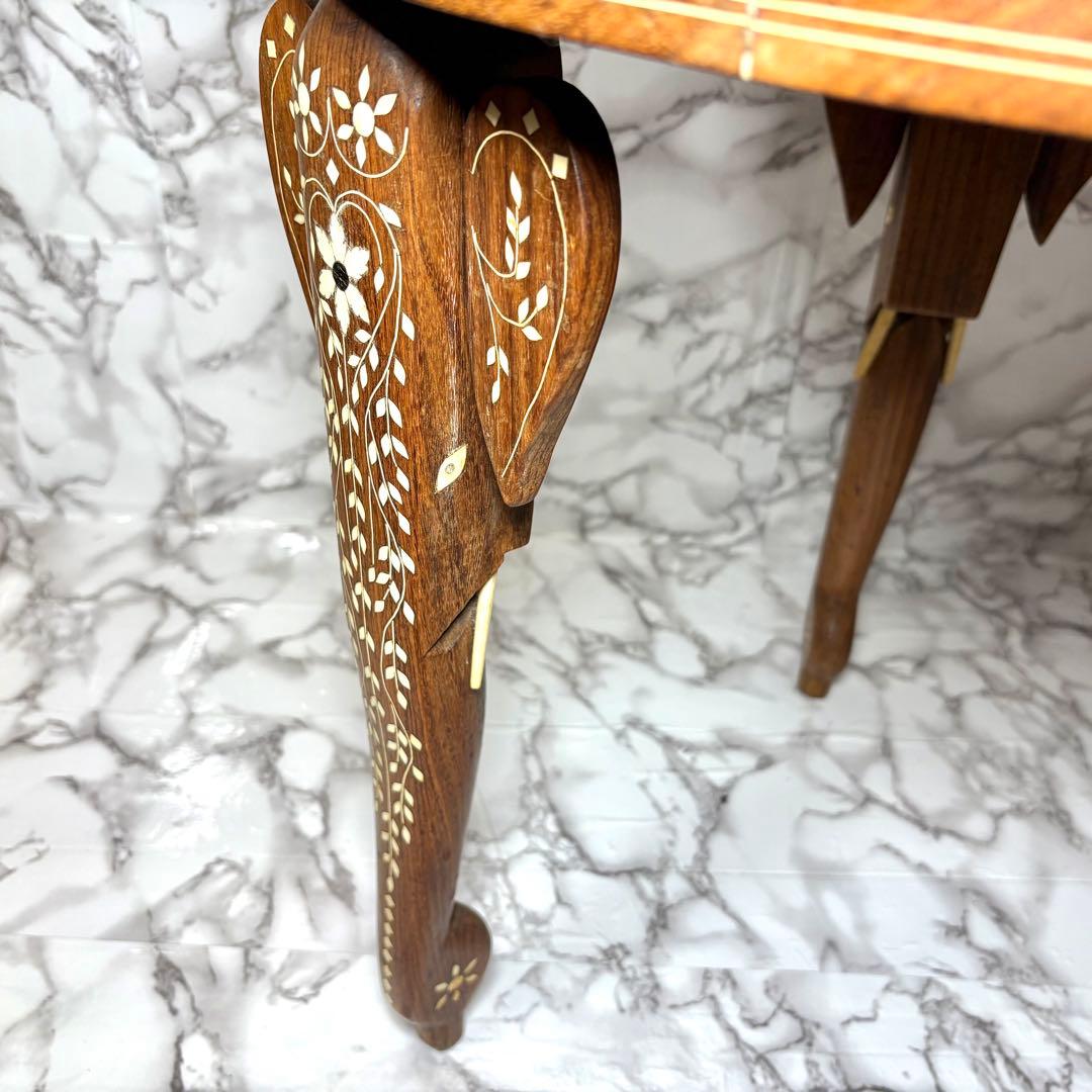 インド製 インディアンローズウッド 天然素材 象嵌細工 サイドテーブル