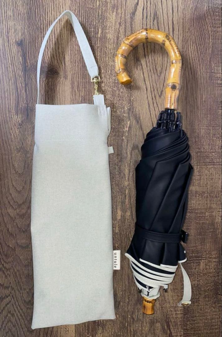 アントゥーレ日傘　ホワイトベージュ 日傘 折りたたみ傘　untule 完全遮光 完全遮光100% 2段EASY 折りたたみ日傘/ワンカラー(50cm)