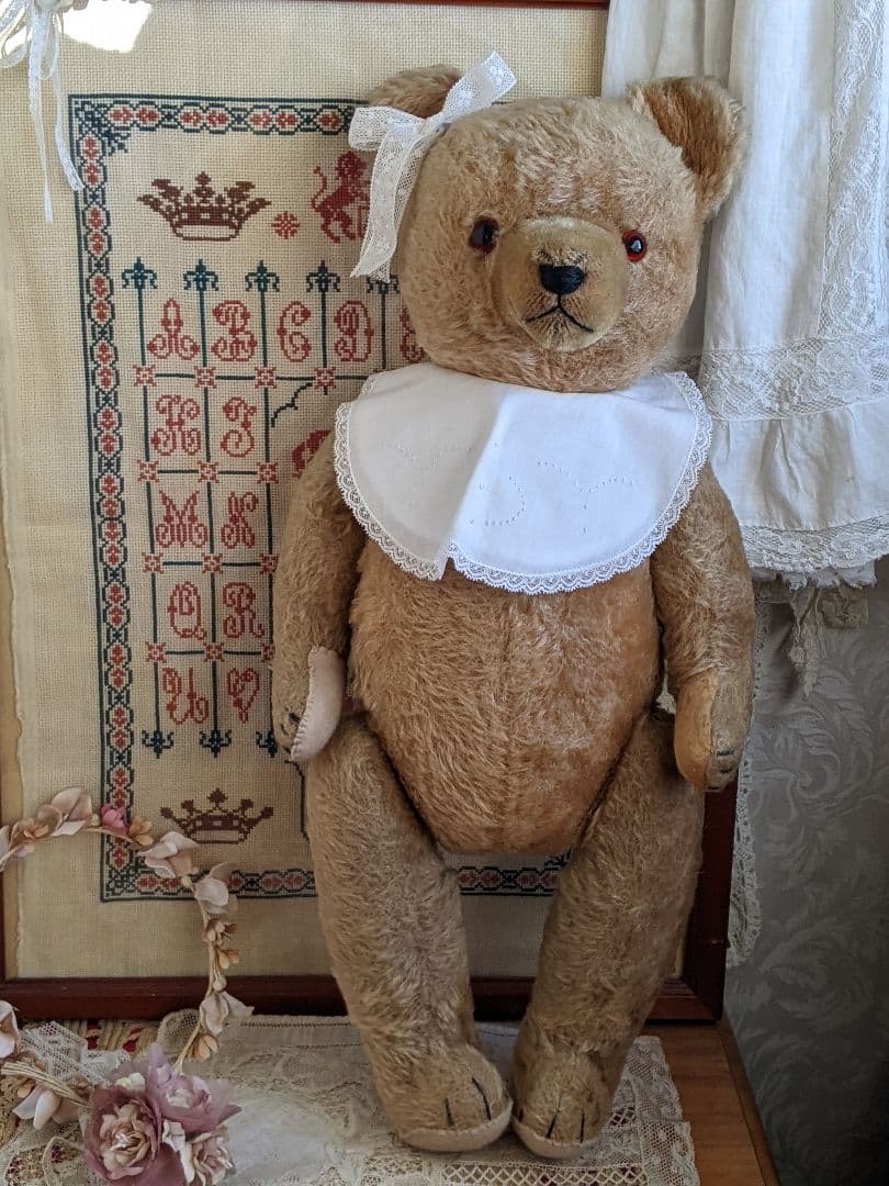 【h】アンティークベア　アンティークテディベア　大きいハーマン h】アンティークベア アンティークテディベア ハーマン - メルカリ