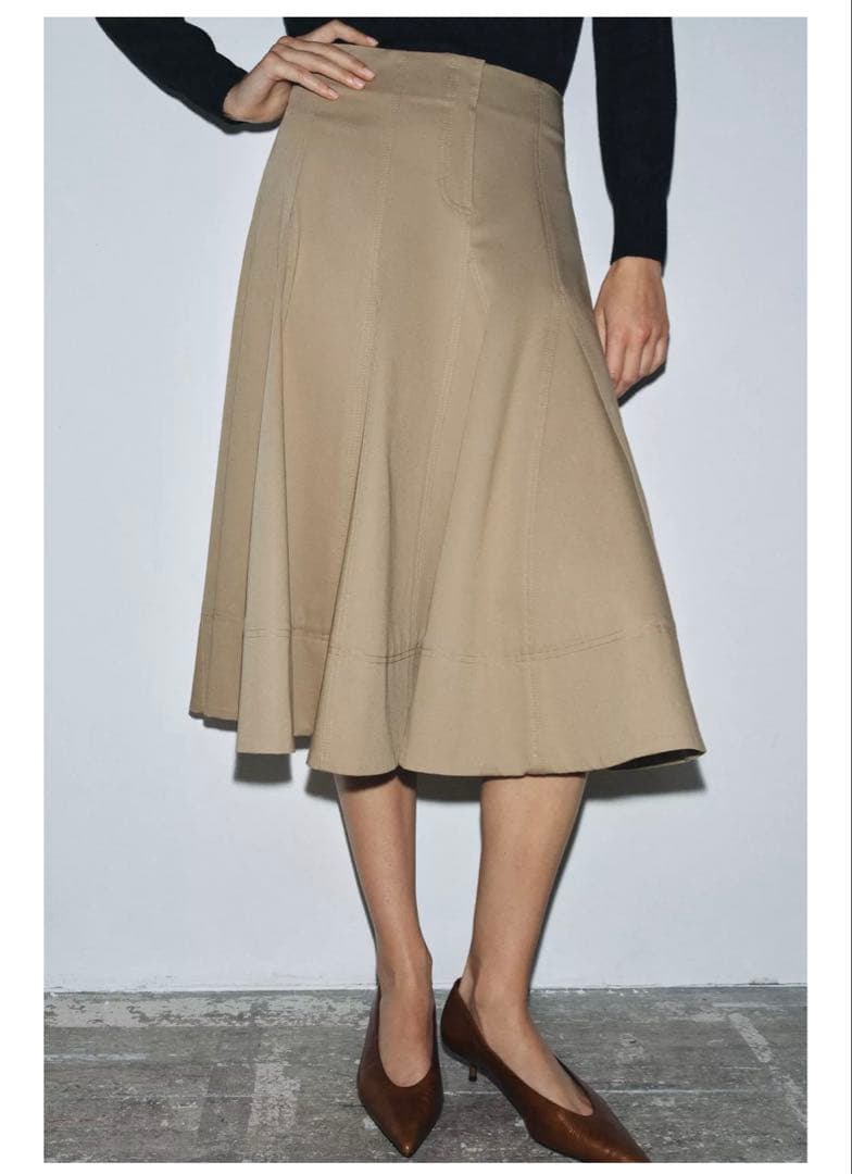 ZARA ザラZW COLLECTION トレンチコート風ミディ丈スカート - メルカリ