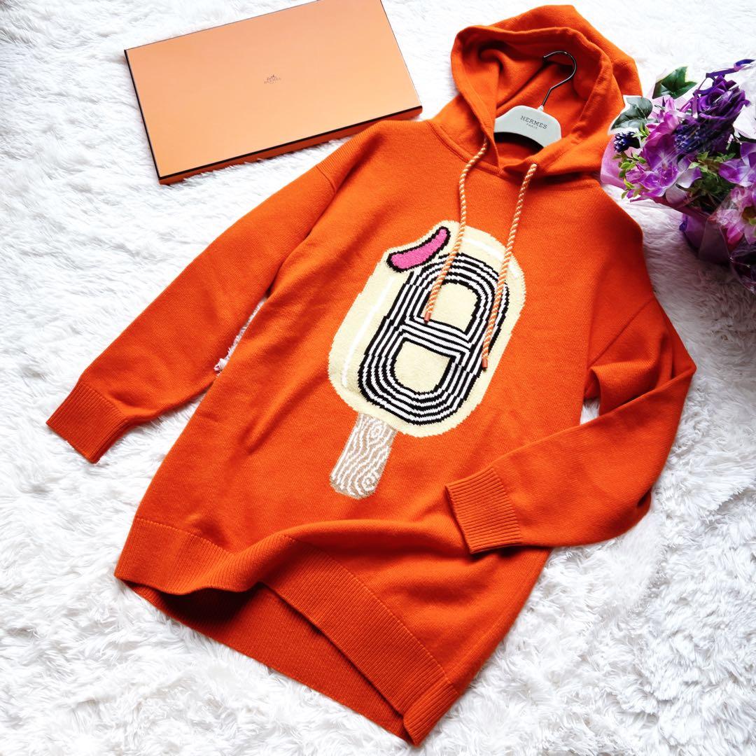 美品HERMESエルメス パーカー シェーヌダンクル　カシミヤニット　ワンピース 美品HERMESエルメス パーカー シェーヌダンクル カシミヤニット