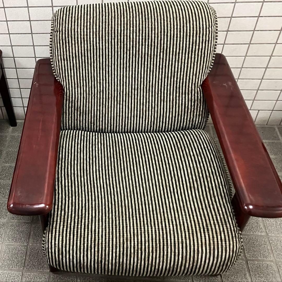 karimoku オールドカリモクストライプウッドアーム1人掛けソファ オールドカリモクkarimoku 1人掛けアームソファ1脚 ストライプ