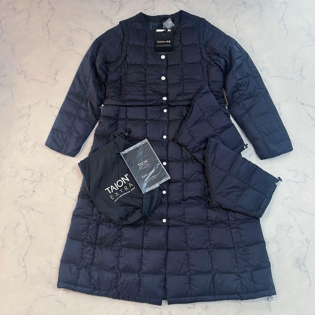 新品 タイオンエクストラ ボレロ ロングダウン S ネイビー 多数way