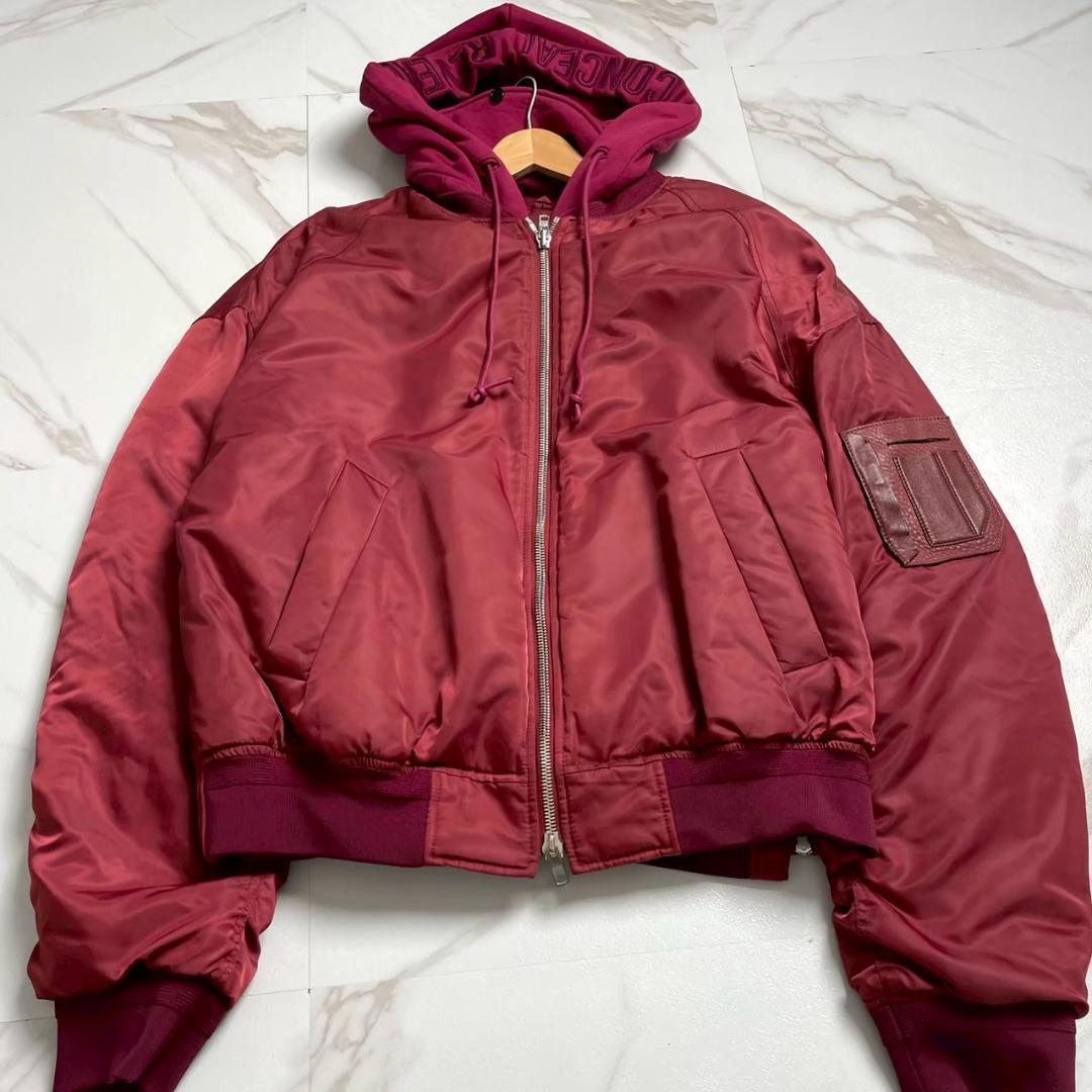 希少 Juun.J レイヤード ボンバージャケット オーバーサイズ フード 赤