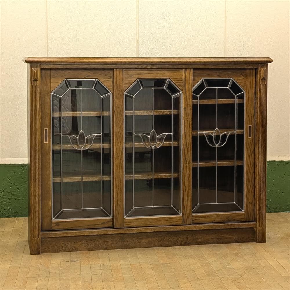 美品 三越家具 ブルージュ ステンドグラス サイドボード キャビネット