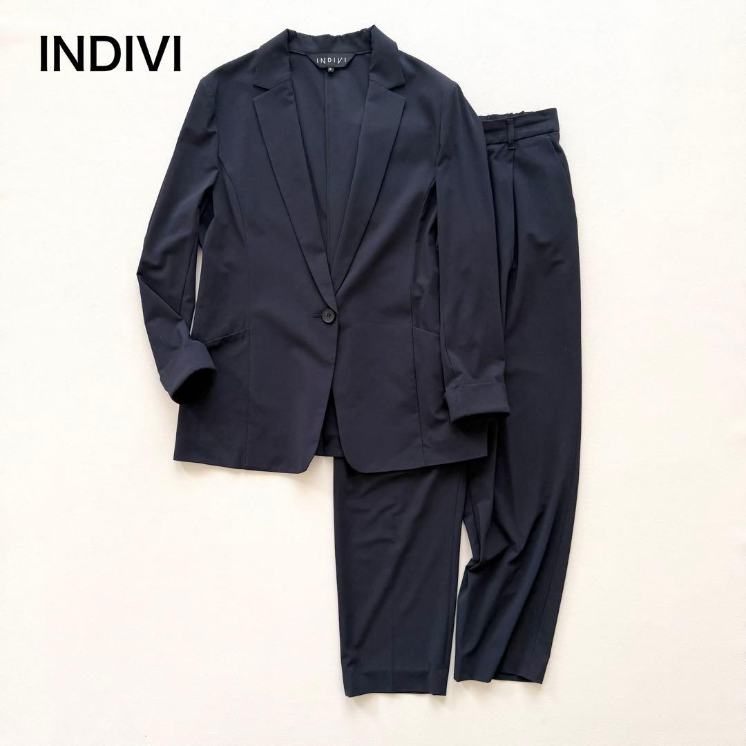 INDIVI セットアップ パンツスーツ ネイビー 大きめ - メルカリ