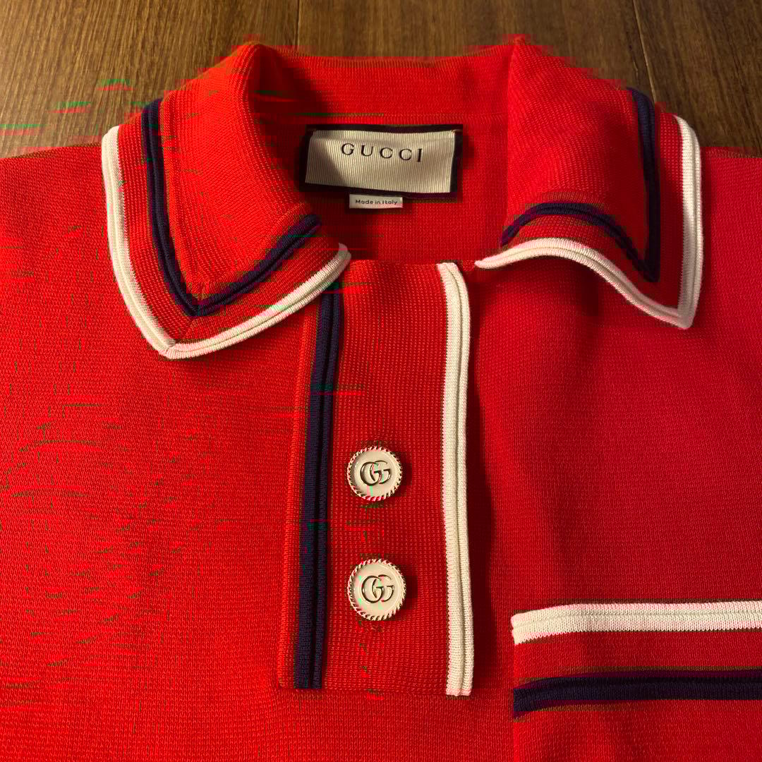 限定値下げ GUCCI ワンピース 赤 ミニスカート 半袖 綿 シルク XS