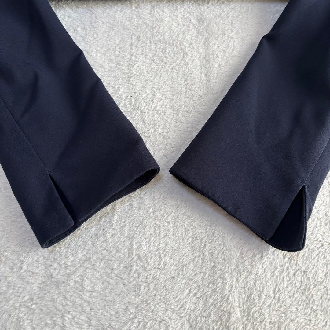 PLST プラステ パンツスーツ ノーカラー ネイビー L 伸縮性 紺色