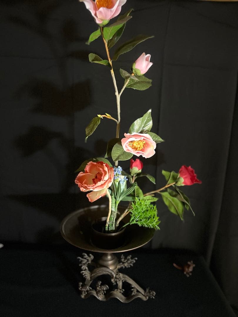 薄端 うすばた 花器 生け花 ヴィンテージ 剣山花含めない 銅器 華道具