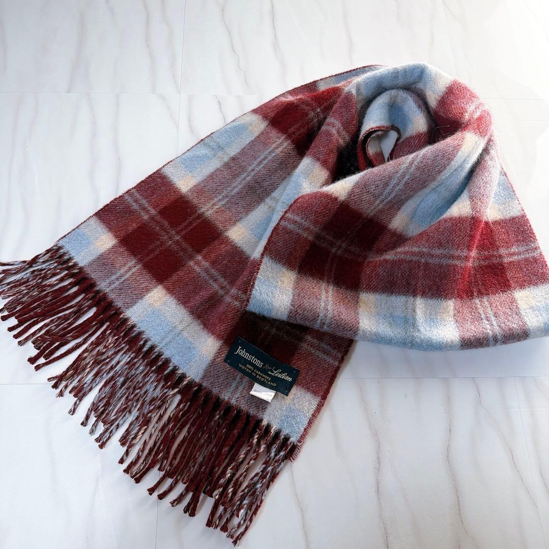 Johnstons カシミヤ100% マフラー レリアン別注 チェック - メルカリ