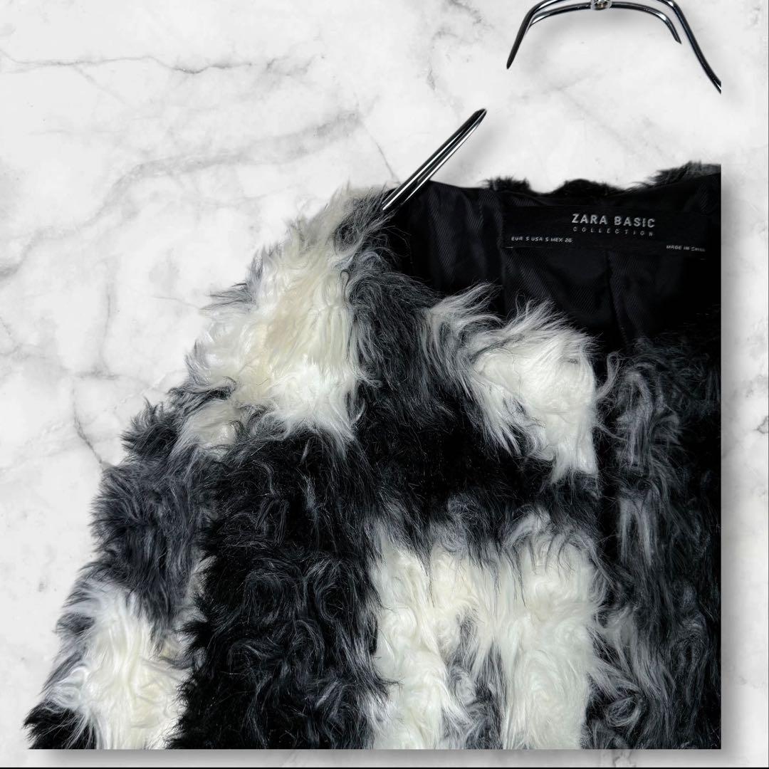 ZARA フェイクファー テクスチャード ジャケットコートシャギー パッチ