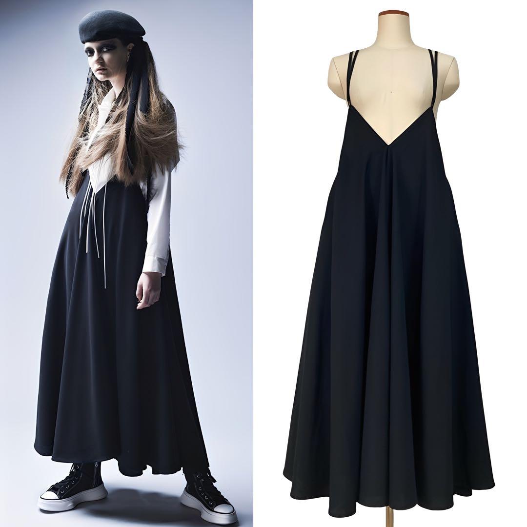 LIMI feu リミフゥ ウールギャバ バックレース ショルダードレス 黒Ｓ LIMI feu リミフゥ ウールギャバ バックレース ショルダードレス 黒S