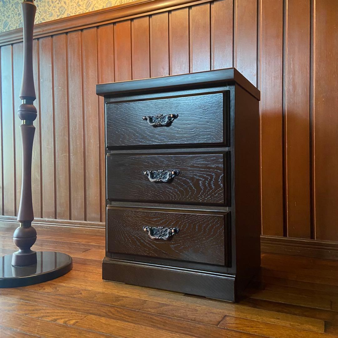 ベッドサイドキャビネット　アメリカ製　3段引き出し　ミニチェスト　ビンテージ家具 マナベインテリアハーツ チェスト 3段 幅103 ヴィンテージ 収納
