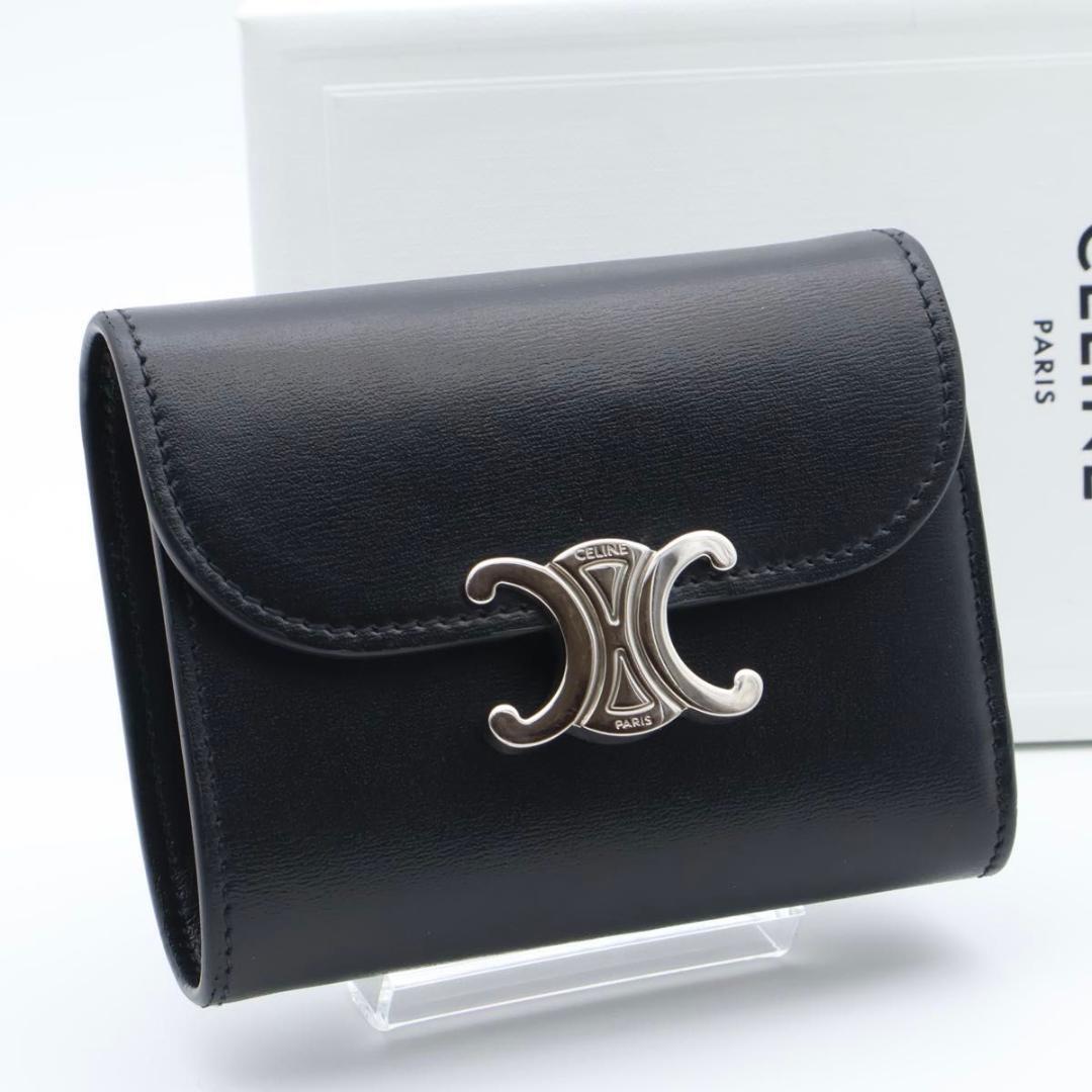 【極美品】CELINE スモールフラップウォレット　三つ折り財布　黒 CELINE（セリーヌ） 三つ折り財布 スモール フラップウォレット