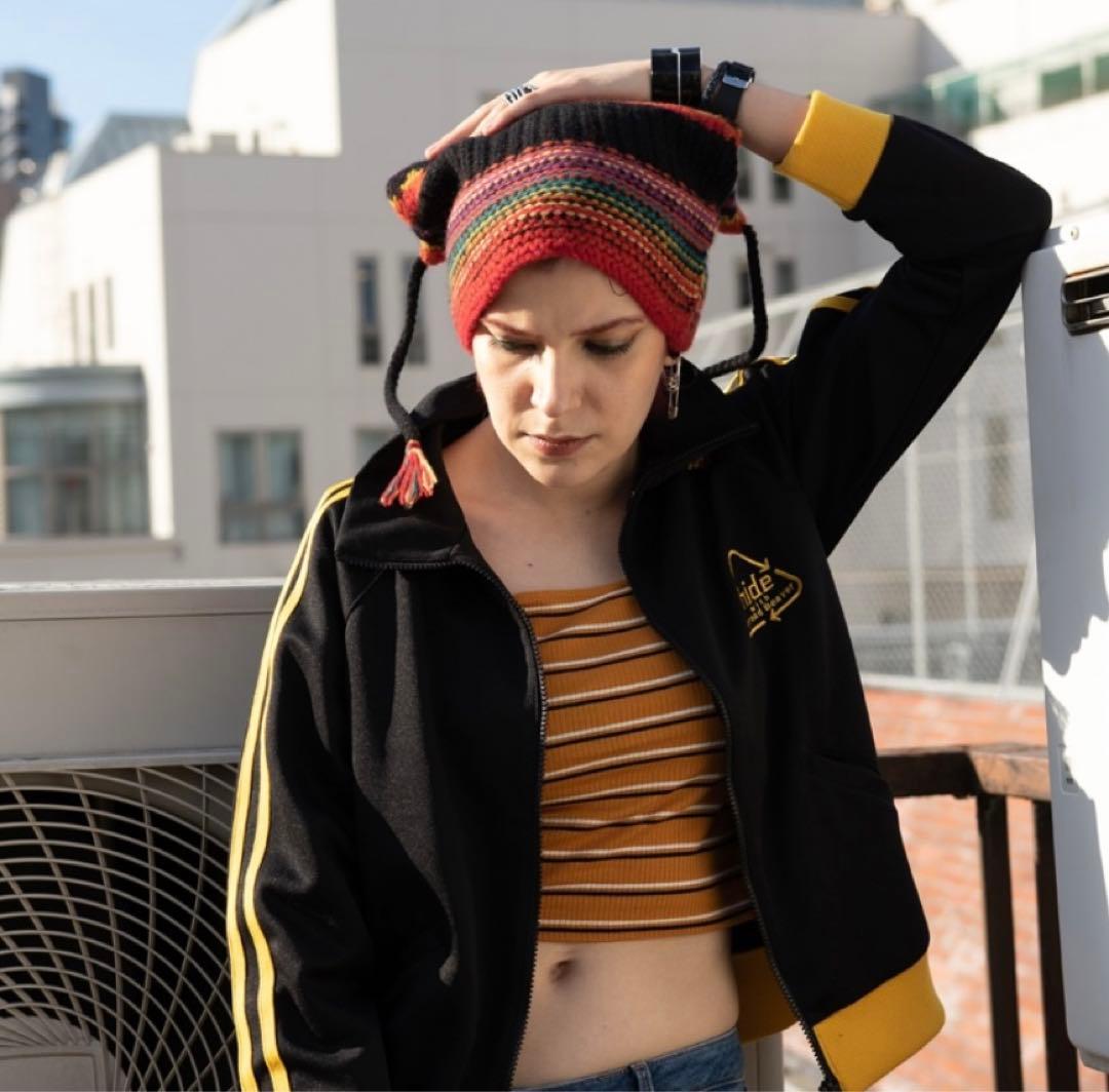 r*読様 【ファン必見】hide 紐付きニットキャップ - メルカリ