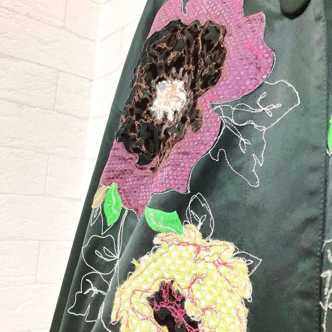 トクコプルミエヴォル 花 刺繍 オーバーサイズ コート 9号 ブラック