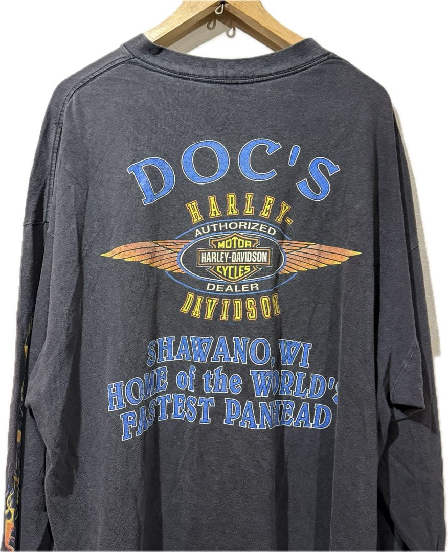 harley davidson フレイム 袖プリ ロンT ファイヤーパターン - メルカリ