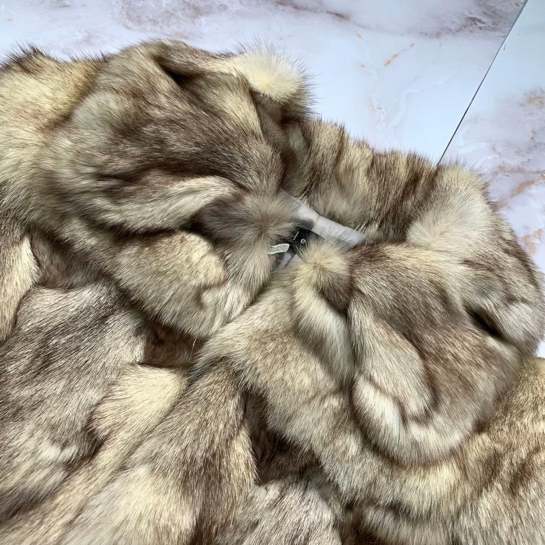 着丈55㎝ Clear ブルーフォックスファー ハーフコート 9号 毛皮コート