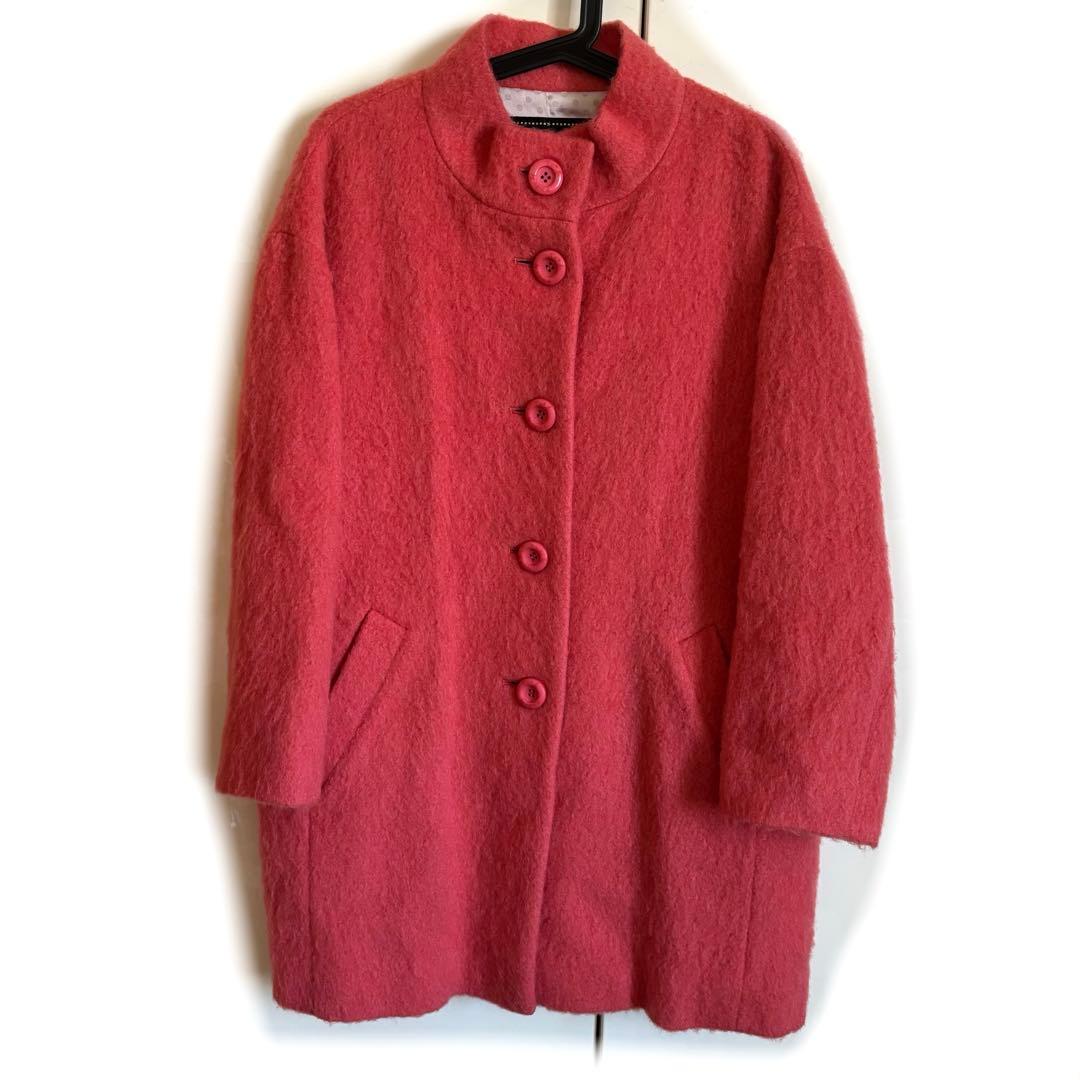 To b. by agnes b アニエスベー スタンドカラーモヘアウールコート