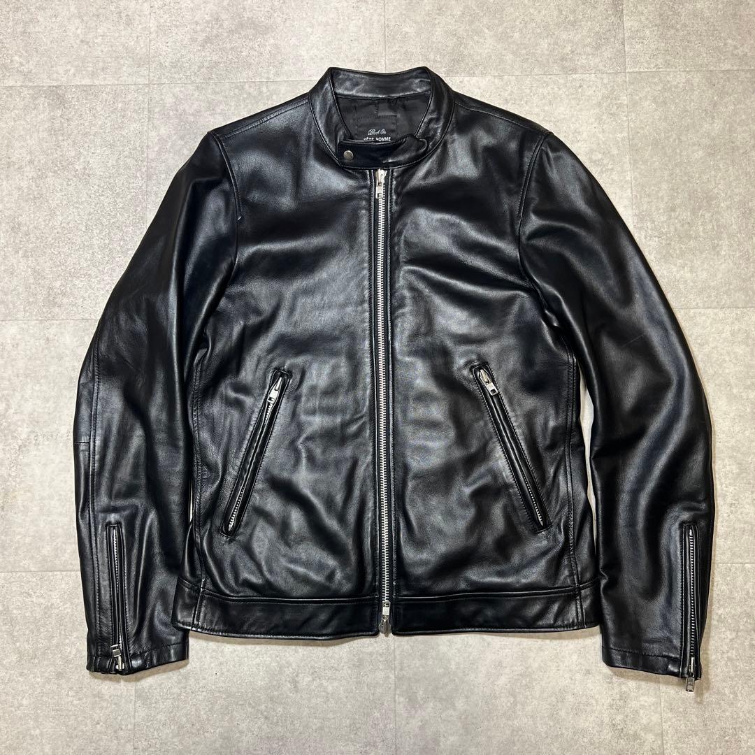 TETEHOMMEテットオム羊革レザージャケットライダースシングルブラックL良品 WEB限定】ラムレザーシングルライダースジャケット / レザーブルゾン