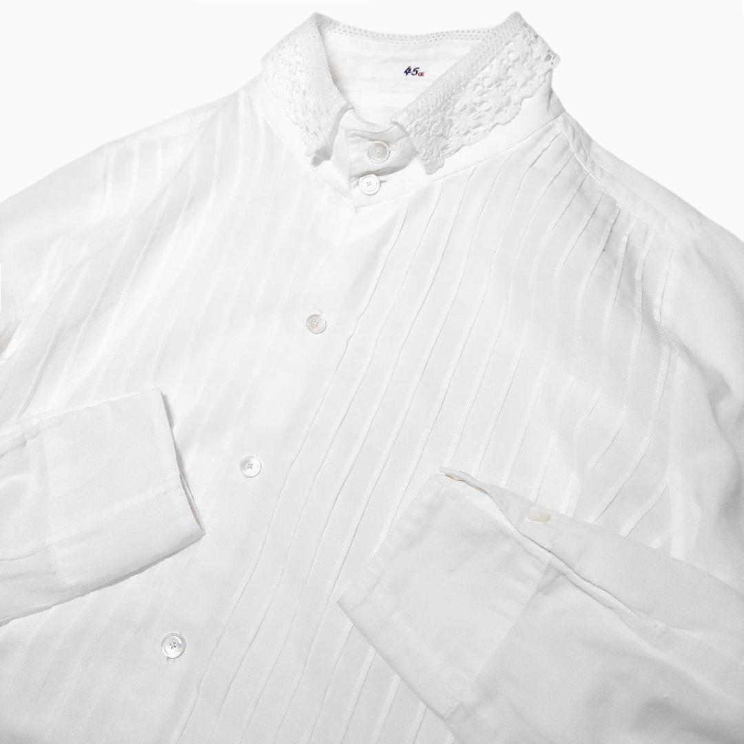 45R✨45rpm インドカディコットン 繊細なレース襟 ピンタック ブラウス