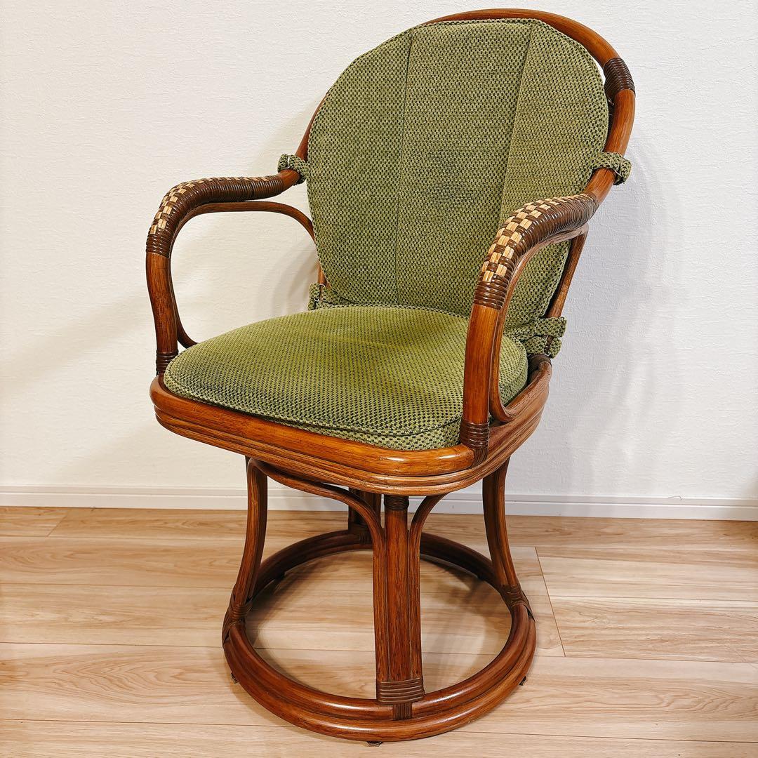 ✨美品✨ Kazama 籐 回転椅子 ラタン ハイチェア ニューアモールシーベル ニューアモール シーベルハイチェア 01-0521-79｜風間のラタン回転チェア