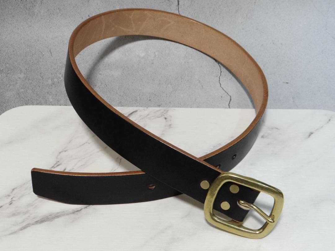 6ミリ厚多脂革ブラック茶芯ベルトG3バックル極厚ベルト