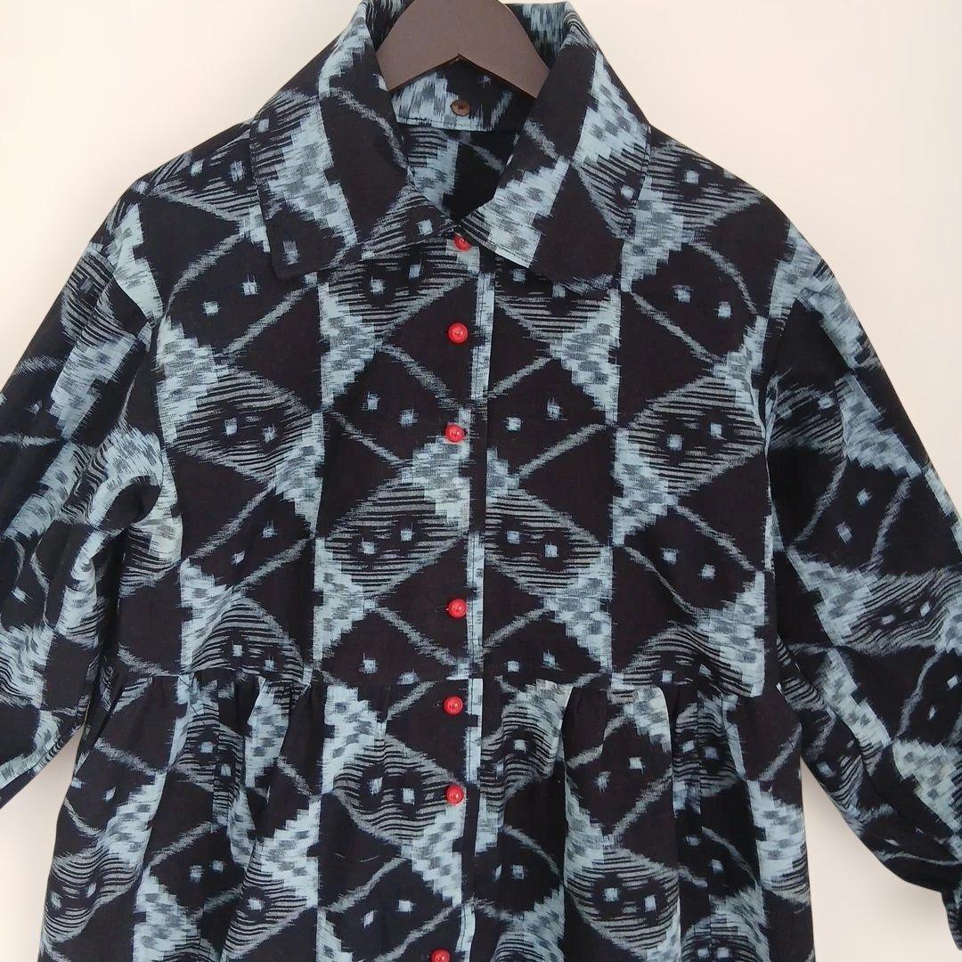 絣ロングワンピース(衿取り外しできる。)(コート兼用) - メルカリ