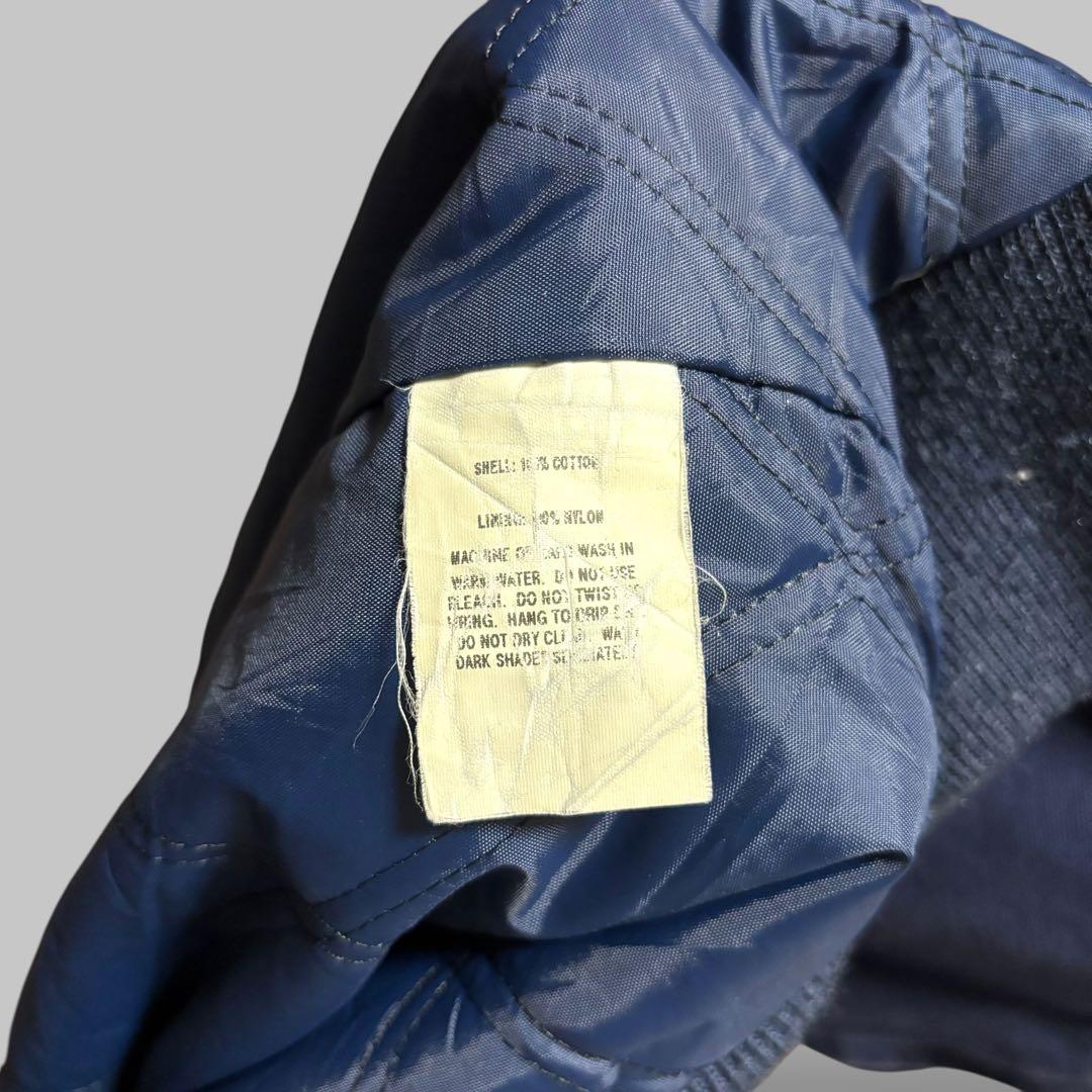 ヴィンテージダックジャケットネイビー襟コーデュロイ刺繍ロゴワーク