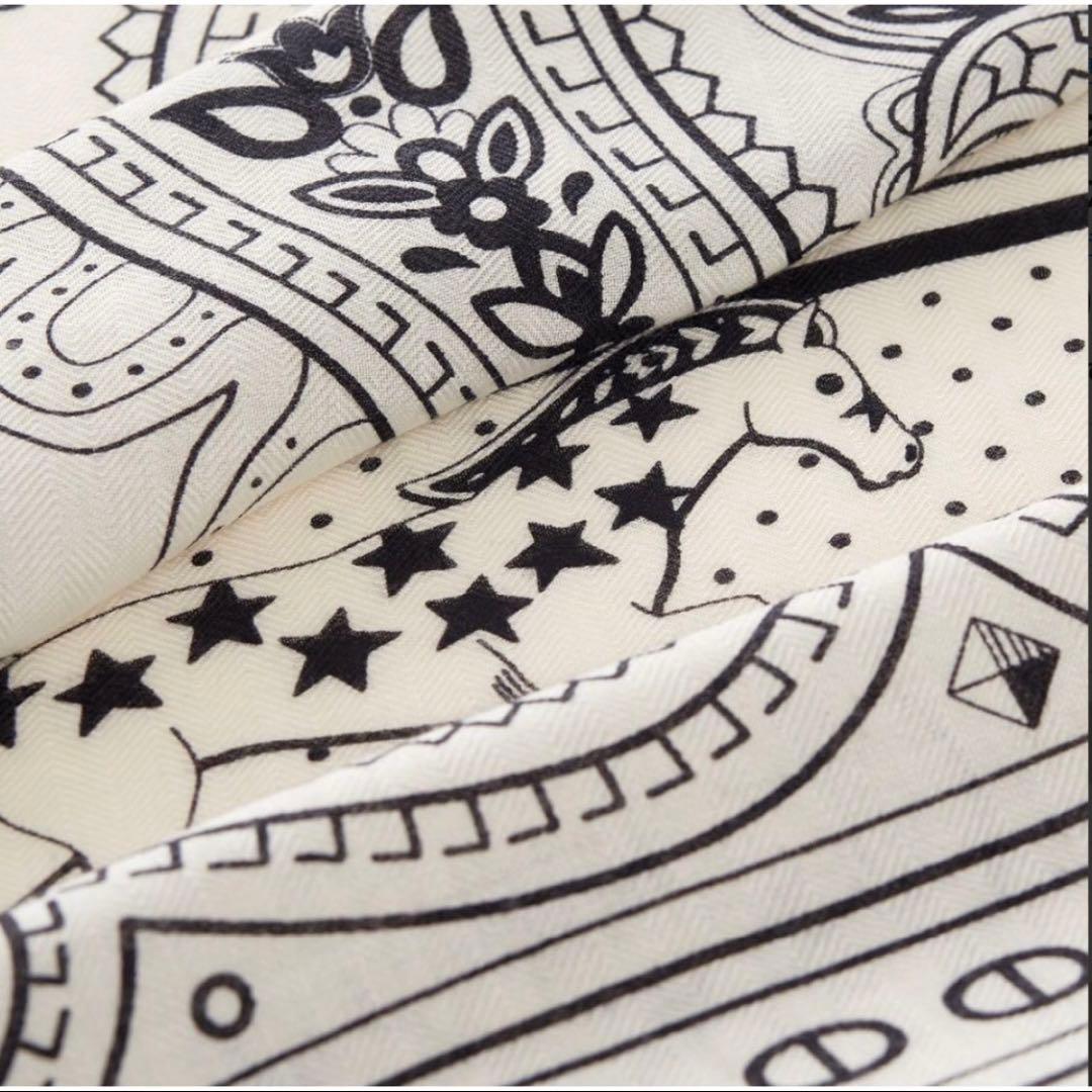 新品 2025AW エルメス カシシル140 シュヴァルドゥクールバンダナ白黒